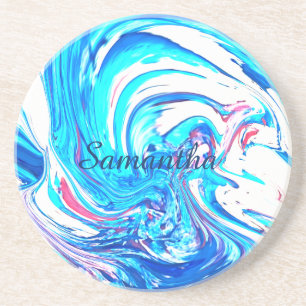 Posavasos Pintura acrílica azul Resumen Remolque