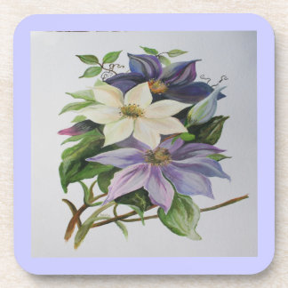 Posavasos Pintura acrílica de Lilac Clematis Vine