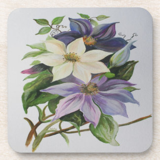 Posavasos Pintura acrílica de Lilac Clematis Vine