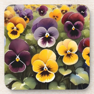 Posavasos Pintura acuarela de tonos amarillos y morados