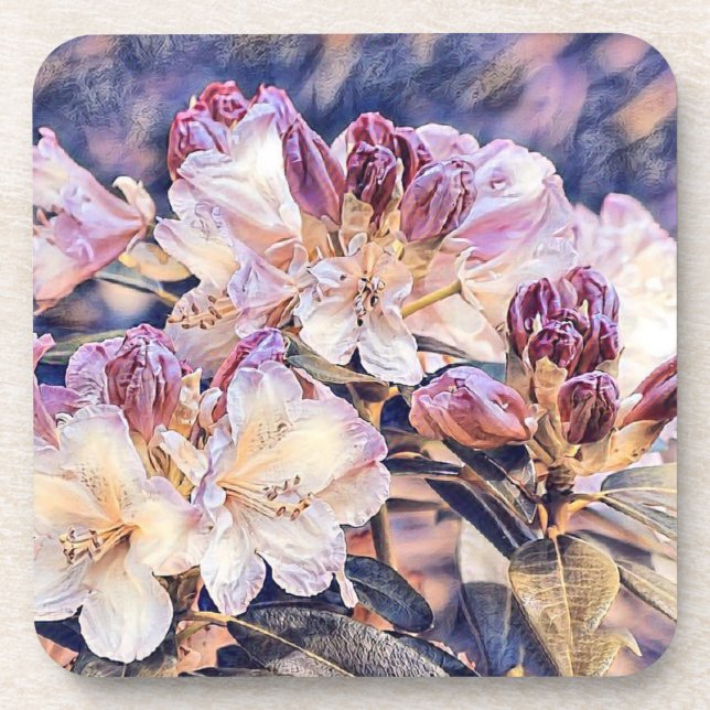 Posavasos Pintura acuarela de una flor de azeea morada (Frente)