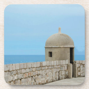 Posavasos Pintura acuarela del muro de la ciudad de Dubrovni