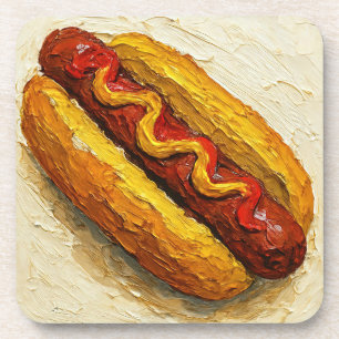 Posavasos Pintura al óleo de Hot Dog (#1)