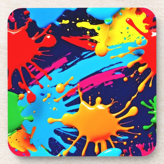 Posavasos Pintura animada de neón en expresión fluida (Frente)