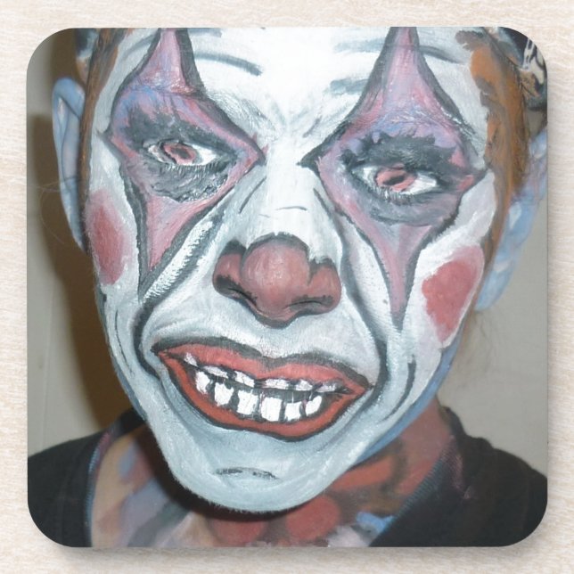 Posavasos Pintura asustadiza de la cara del payaso de los (Frente)