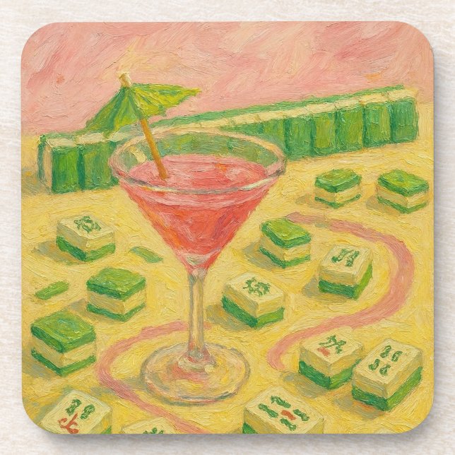 Posavasos Pintura Chic de Mahjong Cóctel  (Frente)