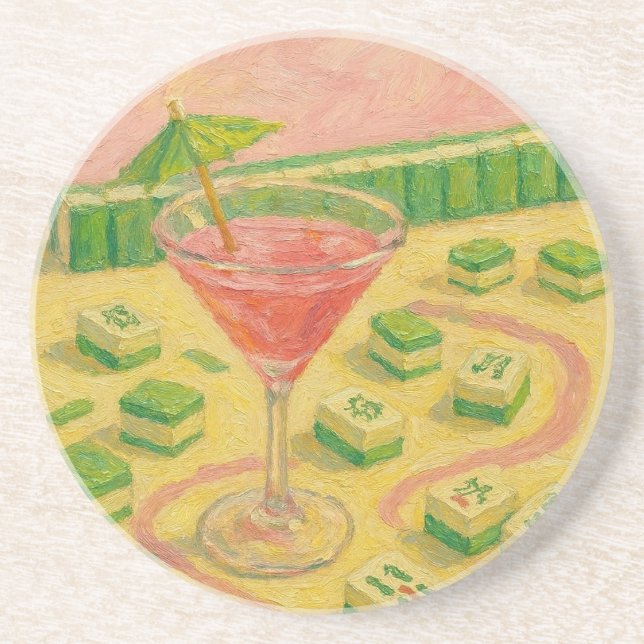 Posavasos Pintura Chic de Mahjong Cóctel  (Frente)
