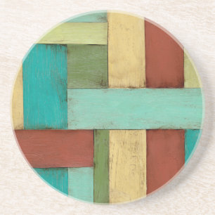 Posavasos Pintura costera contemporánea multicolor