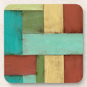 Posavasos Pintura costera contemporánea multicolor