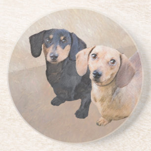 Posavasos Pintura Dachshund (suave) - Arte Perro Original