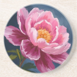 Posavasos Pintura de Acuarela Floral de Flor Rosa
