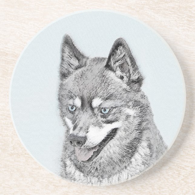 Posavasos Pintura de Alaskan Klee Kai - Arte Perro Original. (Frente)