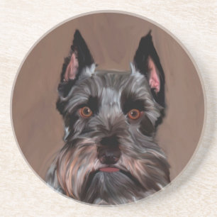 Posavasos Pintura de arte en color Schnauzer en miniatura