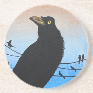 Posavasos Pintura de aves silvestres de grajilla de Austin T