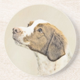 Posavasos Pintura de Bretaña - Arte de perros original y bon