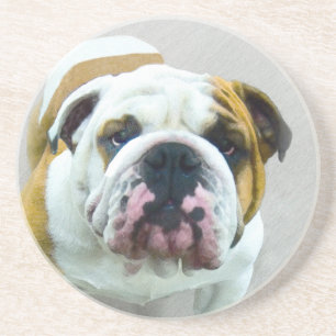 Posavasos Pintura de bulldog - Arte de perros original y lin