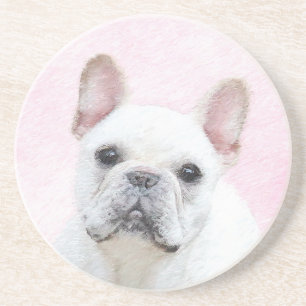 Posavasos Pintura de Bulldog francés (crema/blanco) - Arte d