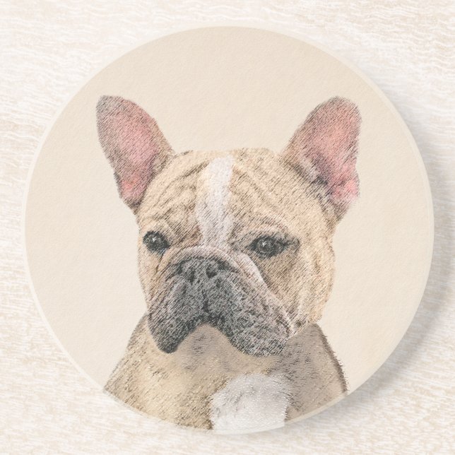 Posavasos Pintura de Bulldog francés (Sable) - Cuto original (Frente)