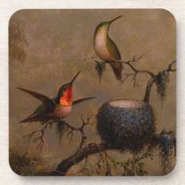 Posavasos Pintura de cabeza victoriana del nido de aves humo