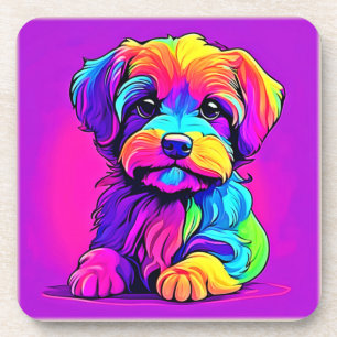 Posavasos Pintura de cachorro arco iris