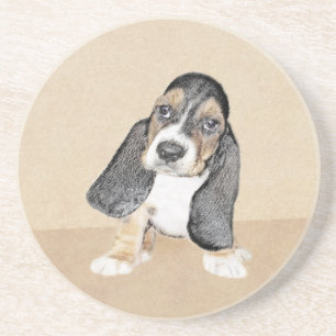 Posavasos Pintura de cachorro de abeja de Basset - Arte Perr