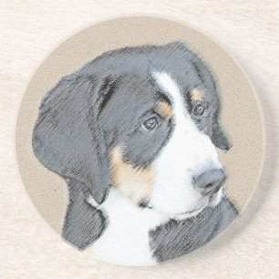 Posavasos Pintura de cachorro de perro de montaña de Berna -