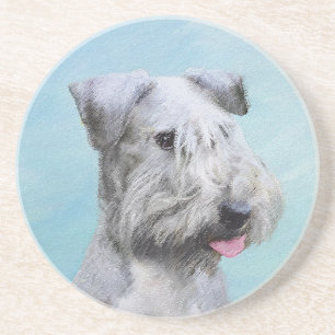 Posavasos Pintura de Cesky Terrier - Arte de Perro Original.