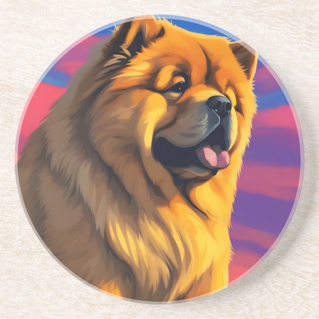 Posavasos Pintura de Chow Chow (Frente)