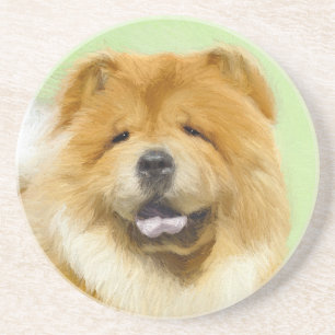 Posavasos Pintura de Chow Chow - Arte Perro Original.