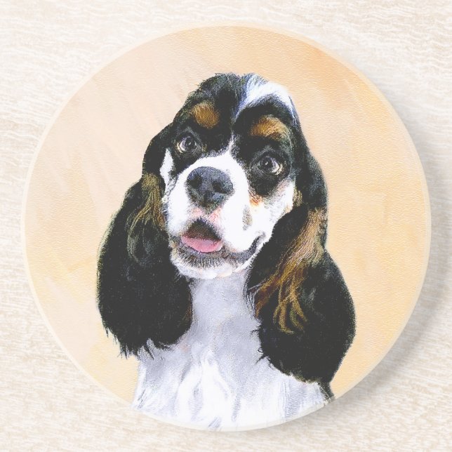 Posavasos Pintura de Cocker Spaniel (Parti) - Arte Perro Ori (Frente)