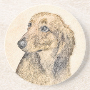 Posavasos Pintura de Dachshund (de cabello largo) - Arte Per