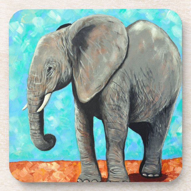 Posavasos Pintura de elefante bebé grande (Frente)