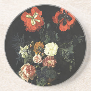 Posavasos Pintura de época con vida con flores