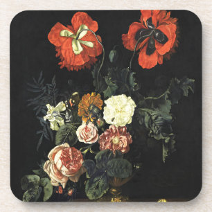 Posavasos Pintura de época con vida con flores