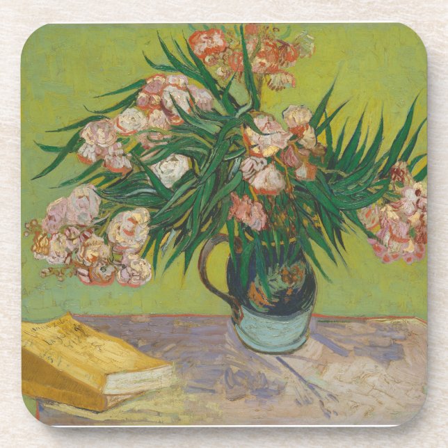Posavasos Pintura de flores de adelfa de Vincent Van Gogh (Frente)