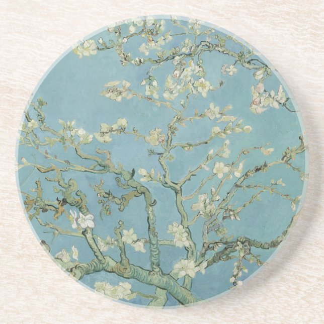 Posavasos Pintura de flores de almendra de Van Gogh (Frente)