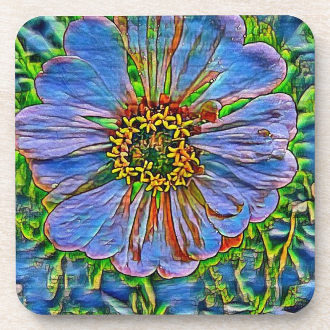 Posavasos Pintura de flores moradas (Frente)