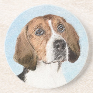 Posavasos Pintura de Foxhound inglesa - Arte Perro Original 