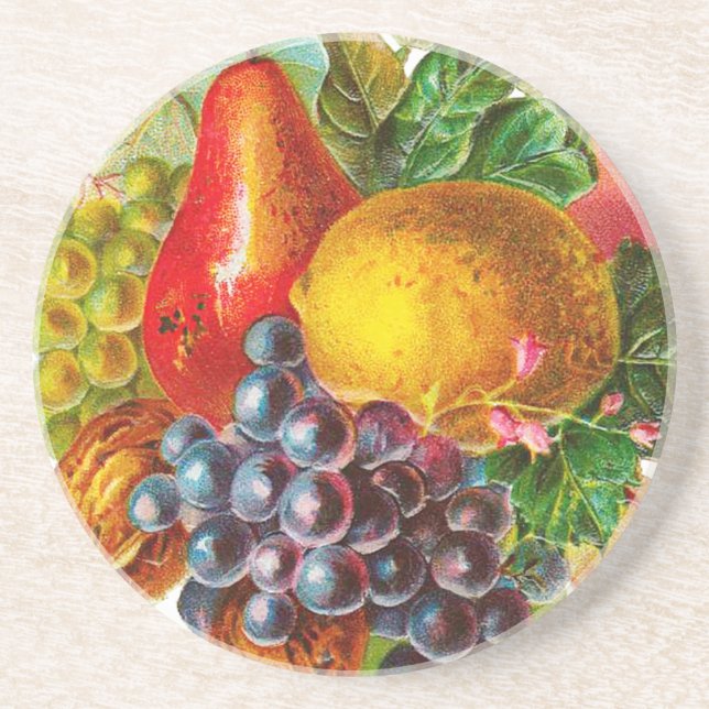 Posavasos Pintura de frutas y nueces de época (Frente)