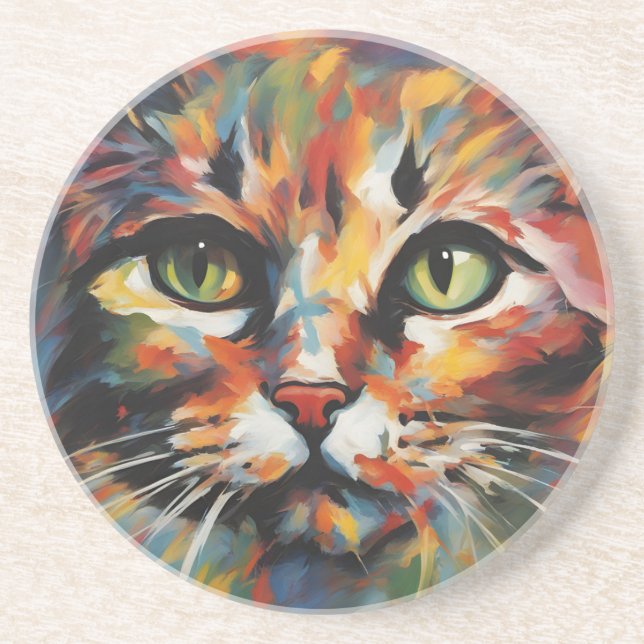 Posavasos Pintura de gato (Frente)