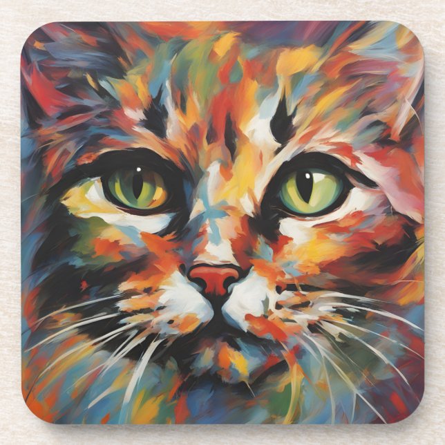 Posavasos Pintura de gato (Frente)