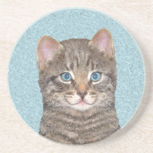 Posavasos Pintura de gatos en la mesa gris - Arte de gatos o