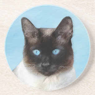 Posavasos Pintura de gatos siamesa - Arte de gatos original