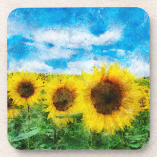 Posavasos Pintura de girasoles