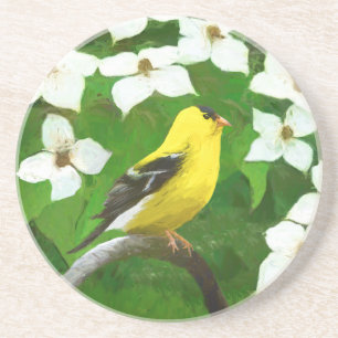 Posavasos Pintura de Goldfinch - Arte de Perro Original.