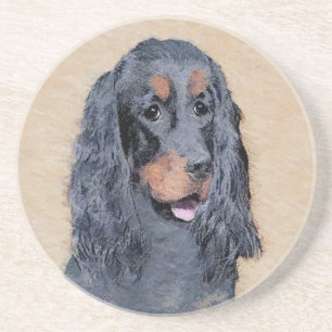 Posavasos Pintura de Gordon Setter - Arte de Perro Original.