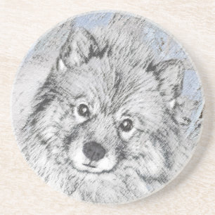 Posavasos Pintura de Keeshond Beth - Arte de Perro Original.