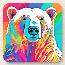 Posavasos Pintura de la cabeza del oso vibrante