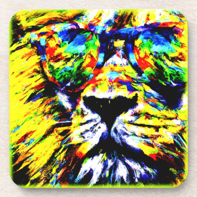 Posavasos Pintura de León de Gafas Iris. ¡Hazte con una en Z (Frente)