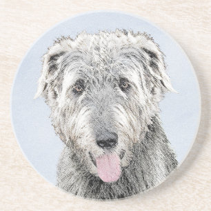 Posavasos Pintura de lobo irlandesa - Arte de perro original